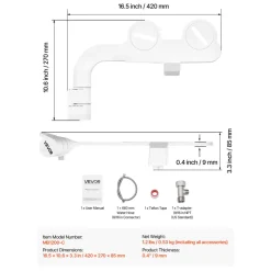 VEVOR Bidet Attachment for Toilet, Self-Cleaning Bidet Toilet Seat Attachment - Dual Retractable Nozzles, Adjustable Water Pressure, Easily Installed Cold Water Sprayer for Rear Feminine Wash, White