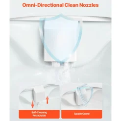 VEVOR Bidet Attachment for Toilet, Self-Cleaning Bidet Toilet Seat Attachment - Dual Retractable Nozzles, Adjustable Water Pressure, Easily Installed Cold Water Sprayer for Rear Feminine Wash, White