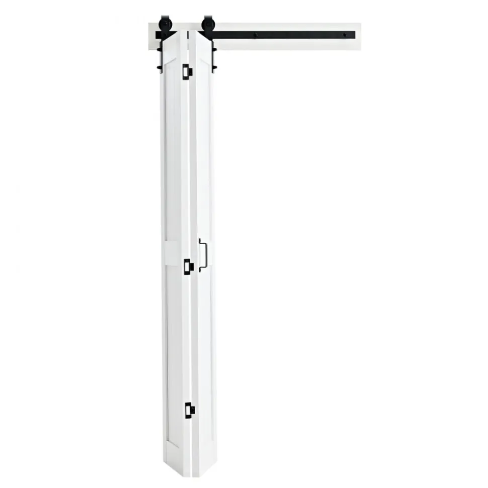 VEVOR Bifold Barn Door, 36" x 84", MDF Bi-Fold Sliding Closet Doors, Hardware Kit Included, H-Frame Space-Saving Design, Need to Assemble, for Bedroom, Living Room, Wardrobe and Room Divider, White