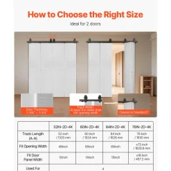 VEVOR Bi-Folding Sliding Barn Door Hardware Track Kit, 52