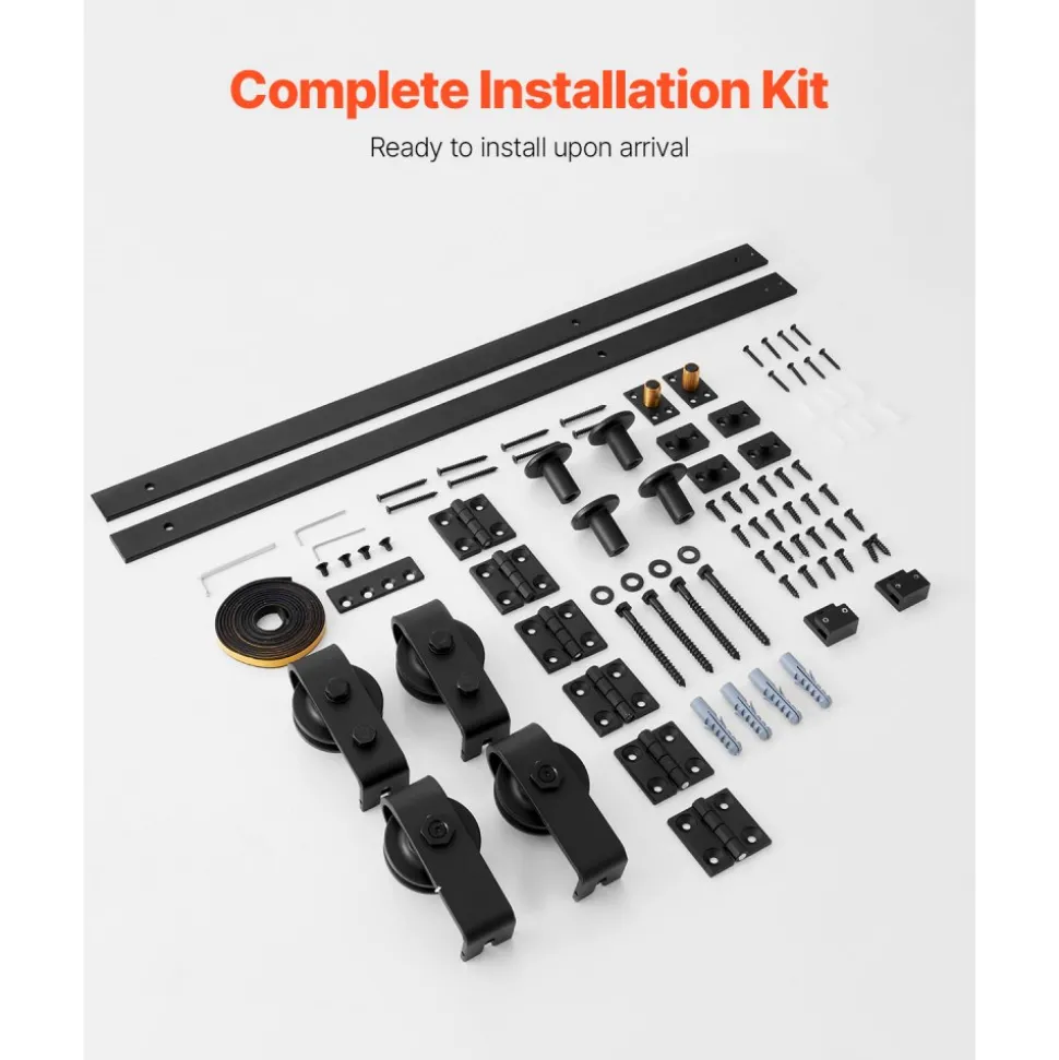 VEVOR Bi-Folding Sliding Barn Door Hardware Track Kit, 52" Top Mount Track Kit, Slide Smoothly & Quietly, Heavy Duty, Easy to Install, Suitable for Four 12" Closet Pantry Laundry Doors (Not Included)