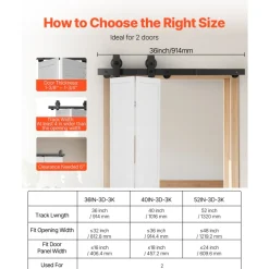 VEVOR Bi-Folding Sliding Barn Door Hardware Track Kit, 36