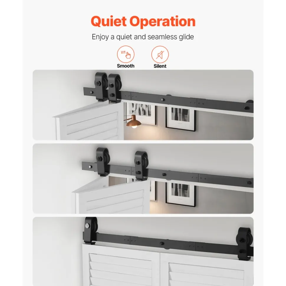 VEVOR Bi-Folding Sliding Barn Door Hardware Track Kit, 36" Top Mount Track Kit, Slide Smoothly & Quietly, Heavy Duty, Easy to Install, Suitable for Two 16" Closet Pantry Laundry Doors (Not Included)
