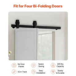 VEVOR Bi-Folding Sliding Barn Door Hardware Track Kit, 36