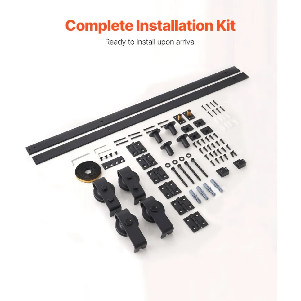 VEVOR Bi-Folding Sliding Barn Door Hardware Track Kit, 52" Top Mount Track Kit, Slide Smoothly & Quietly, Heavy Duty, Easy to Install, Suitable for Two 24" Closet Pantry Laundry Doors (Not Included)