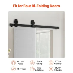 VEVOR Bi-Folding Sliding Barn Door Hardware Track Kit, 40