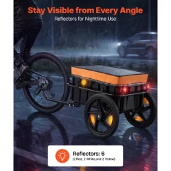 VEVOR Bike Cargo Trailer 100 lbs 2-in-1 Pushcart Heavy-Duty Bicycle Wagon, Cart with Waterproof Cover, 7 in & 16 in Wheels, Reflector, Carbon Steel Frame, Fits 22-28 in Bike Wheels, for Carrying Cargo