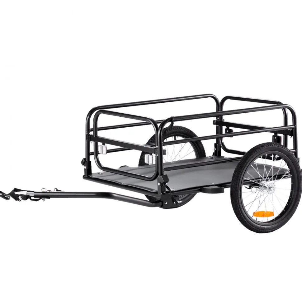 VEVOR Bike Cargo Trailer, 160 lbs Load Capacity, Heavy-Duty Bicycle Wagon Cart, Foldable Compact Storage & Quick Release with Universal Hitch, 16" Wheels, Safe Reflectors, Fits 22"-28" Bike Wheels