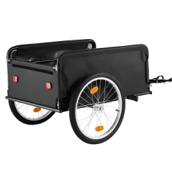 VEVOR Bike Cargo Trailer 130 lbs Load Heavy-Duty Bicycle Wagon Cart Folding, Foldable Compact Storage with Waterproof Cover, 20-Inch Wheels, Reflectors, Carbon Steel Frame, Fits 22-28 in Bike Wheels