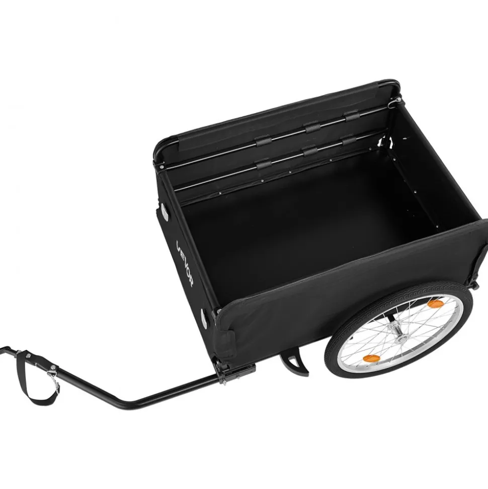 VEVOR Bike Cargo Trailer 130 lbs Load Heavy-Duty Bicycle Wagon Cart Folding, Foldable Compact Storage with Waterproof Cover, 20-Inch Wheels, Reflectors, Carbon Steel Frame, Fits 22-28 in Bike Wheels
