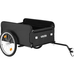 VEVOR Bike Cargo Trailer 130 lbs Load Heavy-Duty Bicycle Wagon Cart Folding, Foldable Compact Storage with Waterproof Cover, 20-Inch Wheels, Reflectors, Carbon Steel Frame, Fits 22-28 in Bike Wheels