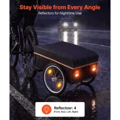 VEVOR Bike Cargo Trailer 130 lbs Load Heavy-Duty Bicycle Wagon Cart Folding, Foldable Compact Storage with Waterproof Cover, 20-Inch Wheels, Reflectors, Carbon Steel Frame, Fits 22-28 in Bike Wheels