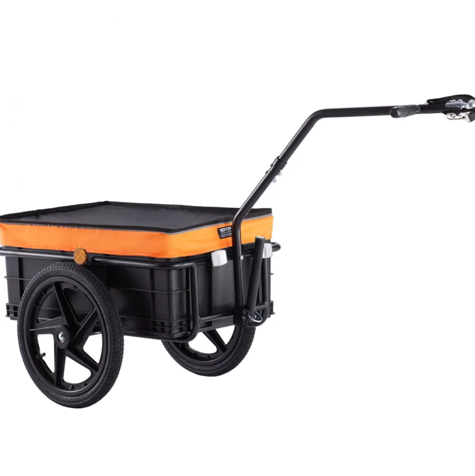VEVOR Bike Cargo Trailer, 88 lbs Load Capacity, Heavy-Duty Bicycle Wagon Cart, Foldable Compact Storage with Universal Hitch, Waterproof Cover, 16" Wheels, Safe Reflectors, Fits 24"-28" Bike Wheels