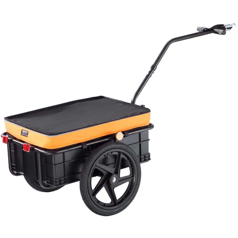 VEVOR Bike Cargo Trailer, 88 lbs Load Capacity, Heavy-Duty Bicycle Wagon Cart, Foldable Compact Storage with Universal Hitch, Waterproof Cover, 16" Wheels, Safe Reflectors, Fits 24"-28" Bike Wheels