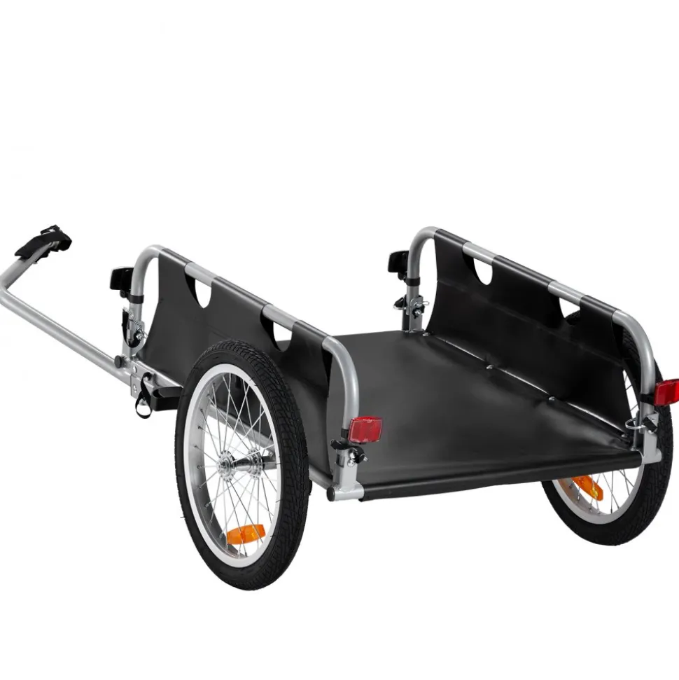VEVOR Bike Cargo Trailer, 100 lbs Load Capacity, Heavy-Duty Bicycle Wagon Cart, Foldable Compact Storage & Quick Release with Universal Hitch, 16" Wheels, Safe Reflectors, Fits 22"-28" Bike Wheels
