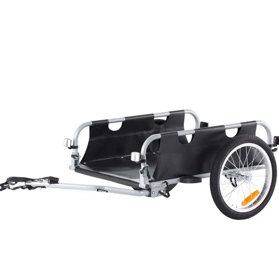 VEVOR Bike Cargo Trailer, 100 lbs Load Capacity, Heavy-Duty Bicycle Wagon Cart, Foldable Compact Storage & Quick Release with Universal Hitch, 16" Wheels, Safe Reflectors, Fits 22"-28" Bike Wheels