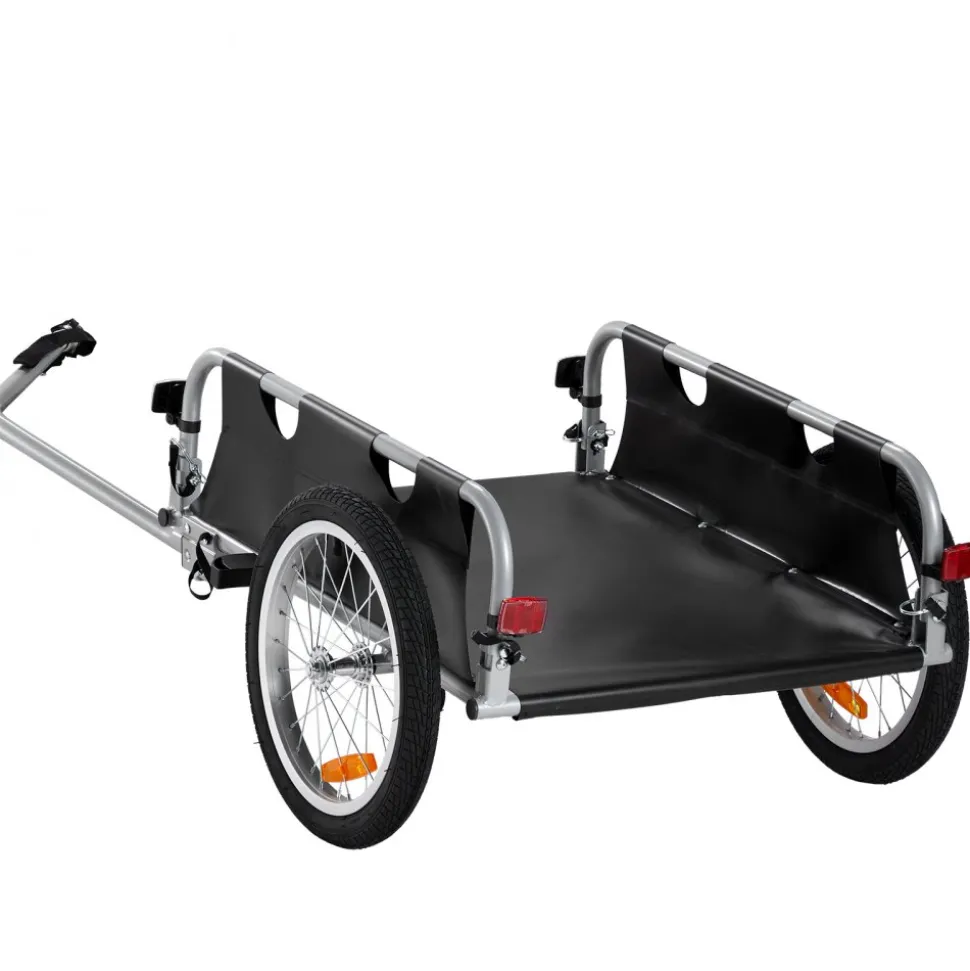 VEVOR Bike Cargo Trailer, 100 lbs Load Capacity, Heavy-Duty Bicycle Wagon Cart, Foldable Compact Storage & Quick Release with Universal Hitch, 16" Wheels, Safe Reflectors, Fits 22"-28" Bike Wheels