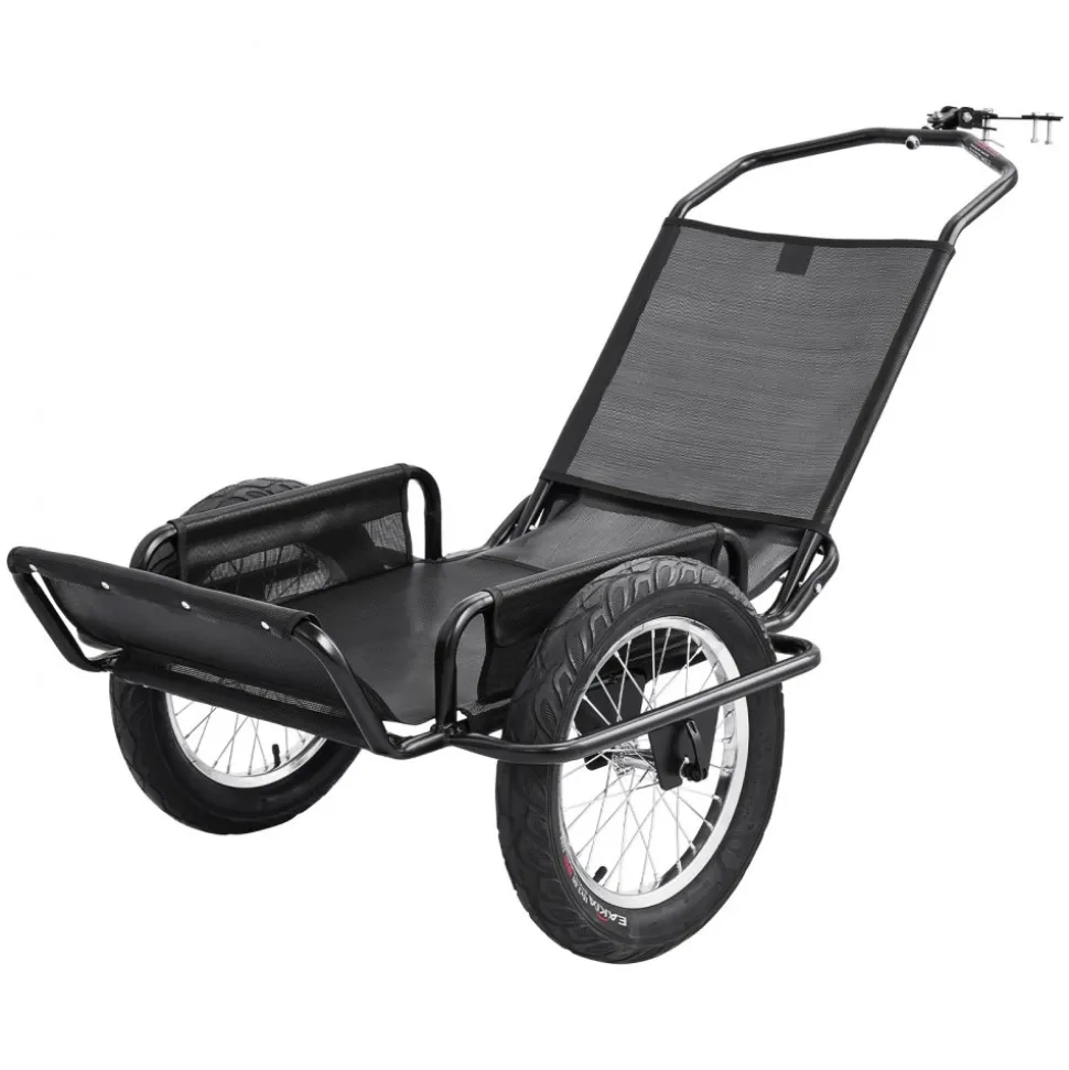 VEVOR Bike Cargo Trailer 320 lbs Load Heavy-Duty Bicycle Game Cart Foldable, All-Purpose Utility Trailer with 16-Inch Wheels for Any Terrain, Off-Road, Carbon Steel Frame, Fits 22-28 in Bike Wheels
