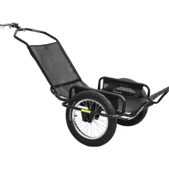 VEVOR Bike Cargo Trailer 320 lbs Load Heavy-Duty Bicycle Game Cart Foldable, All-Purpose Utility Trailer with 16-Inch Wheels for Any Terrain, Off-Road, Carbon Steel Frame, Fits 22-28 in Bike Wheels