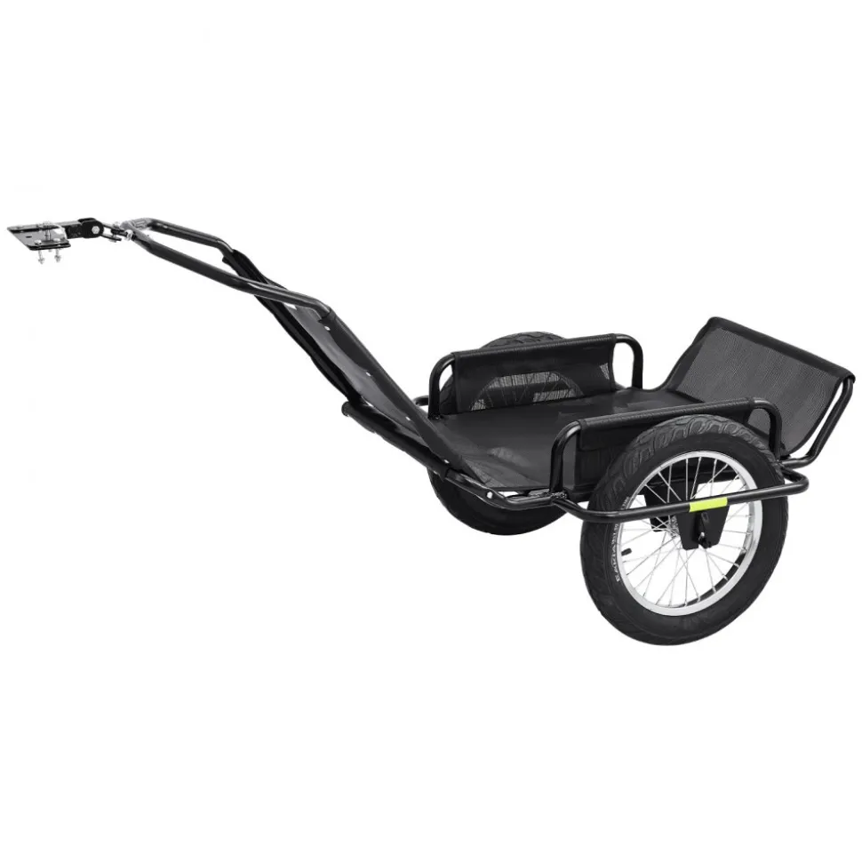 VEVOR Bike Cargo Trailer 320 lbs Load Heavy-Duty Bicycle Game Cart Foldable, All-Purpose Utility Trailer with 16-Inch Wheels for Any Terrain, Off-Road, Carbon Steel Frame, Fits 22-28 in Bike Wheels