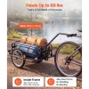 VEVOR Bike Cargo Trailer 88 lbs Load 2-in-1 Pushcart Folding Bicycle Wagon, Heavy-Duty Cart with 16-Inch Wheels, Reflectors, Carbon Steel Frame, Foldable Compact Storage, Fits 22-28 in Bike Wheels