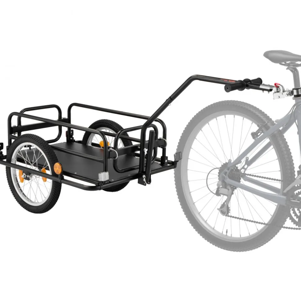 VEVOR Bike Cargo Trailer 88 lbs Load 2-in-1 Pushcart Folding Bicycle Wagon, Heavy-Duty Cart with 16-Inch Wheels, Reflectors, Carbon Steel Frame, Foldable Compact Storage, Fits 22-28 in Bike Wheels