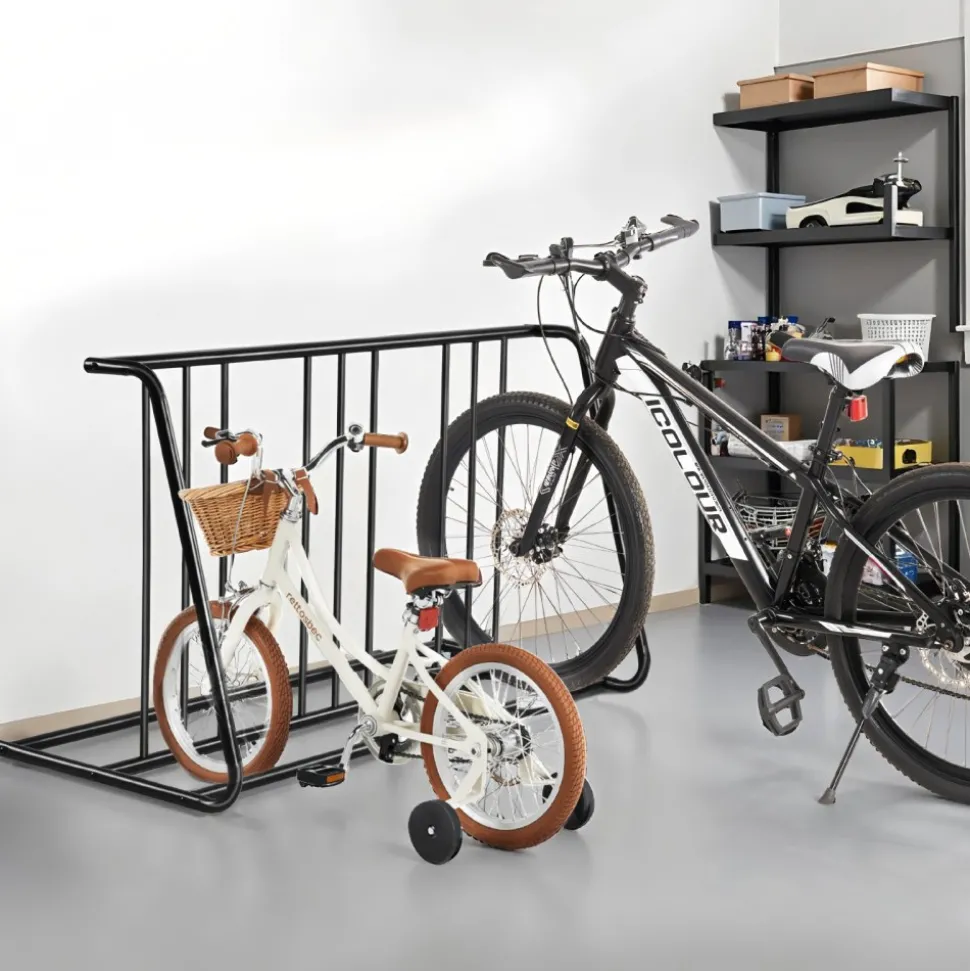 VEVOR Bike Rack, Fits Tire Width 3 Inch/76.2 mm, Carbon Steel Double-Sided Grid Bike Rack Stand, Freestanding Bicycle Storage Holder for Curbside, Garage, Indoor, Outdoor Parking, 6-Bicycle Capacity