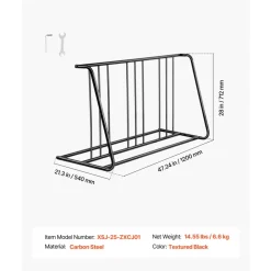 VEVOR Bike Rack, Fits Tire Width 3 Inch/76.2 mm, Carbon Steel Double-Sided Grid Bike Rack Stand, Freestanding Bicycle Storage Holder for Curbside, Garage, Indoor, Outdoor Parking, 6-Bicycle Capacity