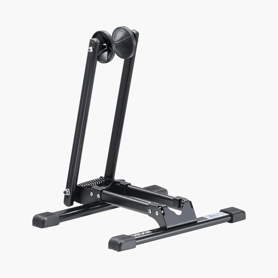 VEVOR Bike Rack, Fits 20 to 29 Inch Mountain & Road Bikes, Alloy Steel Rust-Resistant Bike Floor Stand Rack, Foldable Bicycle Stand for Entryway, Garage, Home Bikes Parking & Storage, 1 Pack, Black
