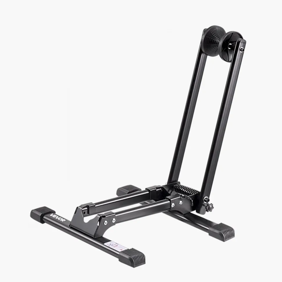 VEVOR Bike Rack, Fits 20 to 29 Inch Mountain & Road Bikes, Alloy Steel Rust-Resistant Bike Floor Stand Rack, Foldable Bicycle Stand for Entryway, Garage, Home Bikes Parking & Storage, 1 Pack, Black