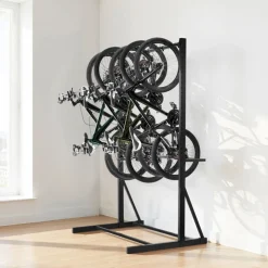 VEVOR Bike Rack, 300LBS/136KG Capacity for up to 5 Bikes, Freestanding Bike Storage Rack, Carbon Steel Vertical Bicycle Stand for Home, Yard, Garage, Living Room, Indoor/Outdoor Bicycle Storage Stand