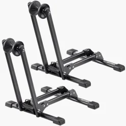 VEVOR Bike Racks 2 Pack, Fits 20 to 29 Inch Mountain & Road Bikes, Alloy Steel Rust-Resistant Bike Floor Stand Rack, Foldable Bicycle Stand for Entryway, Garage, Home Bikes Parking & Storage, Black