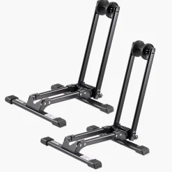 VEVOR Bike Racks 2 Pack, Fits 20 to 29 Inch Mountain & Road Bikes, Alloy Steel Rust-Resistant Bike Floor Stand Rack, Foldable Bicycle Stand for Entryway, Garage, Home Bikes Parking & Storage, Black
