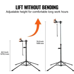 VEVOR Bike Repair Stand, 80 lbs Heavy-duty Steel Bicycle Repair Stand, Adjustable Height Bike Maintenance Workstand with Magnetic Tool Tray Telescopic Arm, Foldable Bike Work Stand for Home, Shops