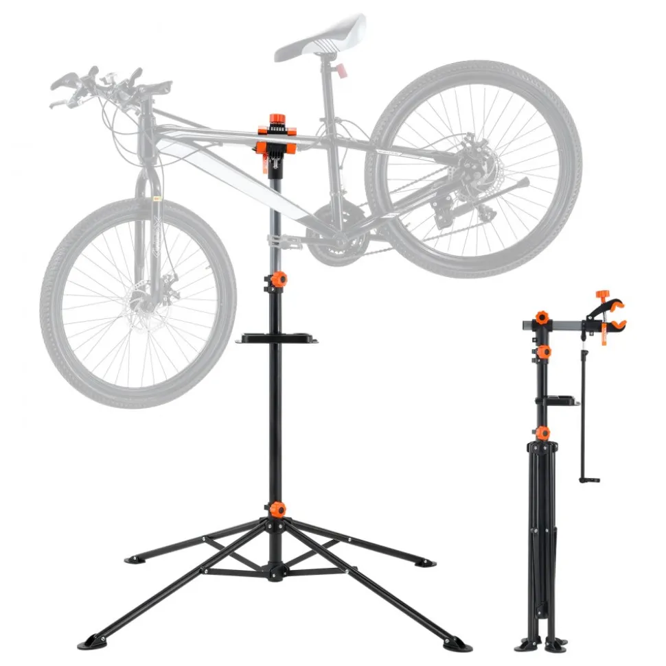 VEVOR Bike Repair Stand, 80 lbs Heavy-duty Steel Bicycle Repair Stand, Adjustable Height Bike Maintenance Workstand with Magnetic Tool Tray Telescopic Arm, Foldable Bike Work Stand for Home, Shops