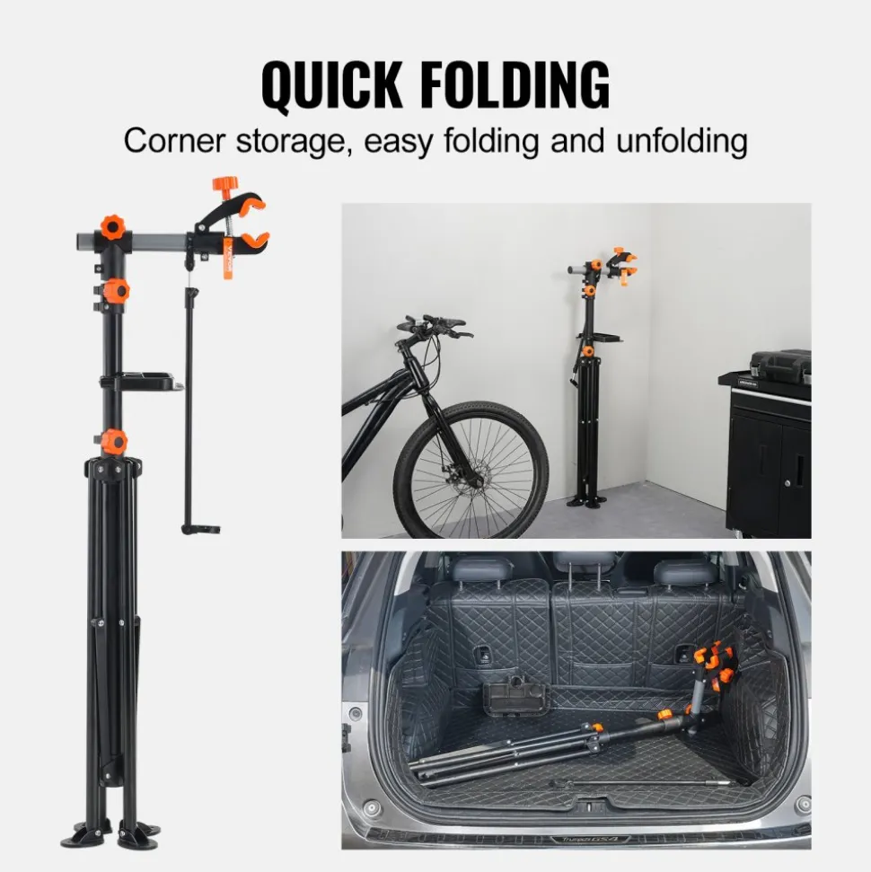 VEVOR Bike Repair Stand, 80 lbs Heavy-duty Steel Bicycle Repair Stand, Adjustable Height Bike Maintenance Workstand with Magnetic Tool Tray Telescopic Arm, Foldable Bike Work Stand for Home, Shops