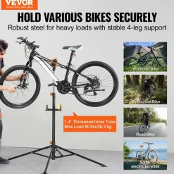 VEVOR Bike Repair Stand, 80 lbs Heavy-duty Steel Bicycle Repair Stand, Adjustable Height Bike Maintenance Workstand with Magnetic Tool Tray Telescopic Arm, Foldable Bike Work Stand for Home, Shops