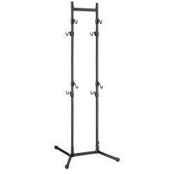 VEVOR Bike Stand for 4 Bikes, Freestanding Vertical Bike Storage Rack, with Height-Adjustable Hooks, Heavy-Duty Carbon Steel Garage Bicycle Floor Stand, Ideal for Garage, Apartment, Home, Black