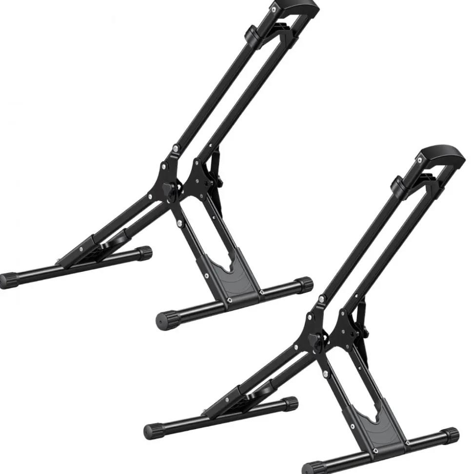 VEVOR Bike Stand 2 Pack, Foldable Freestanding Bike Storage Rack, Carbon Steel Garage Bicycle Floor Stand, Fits 20-29 in Wheel Diameters, Drill-Free Installation, for Garage, Apartment, Home, Black