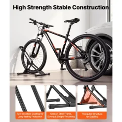 VEVOR Bike Stand 2 Pack, Foldable Freestanding Bike Storage Rack, Carbon Steel Garage Bicycle Floor Stand, Fits 20-29 in Wheel Diameters, Drill-Free Installation, for Garage, Apartment, Home, Black