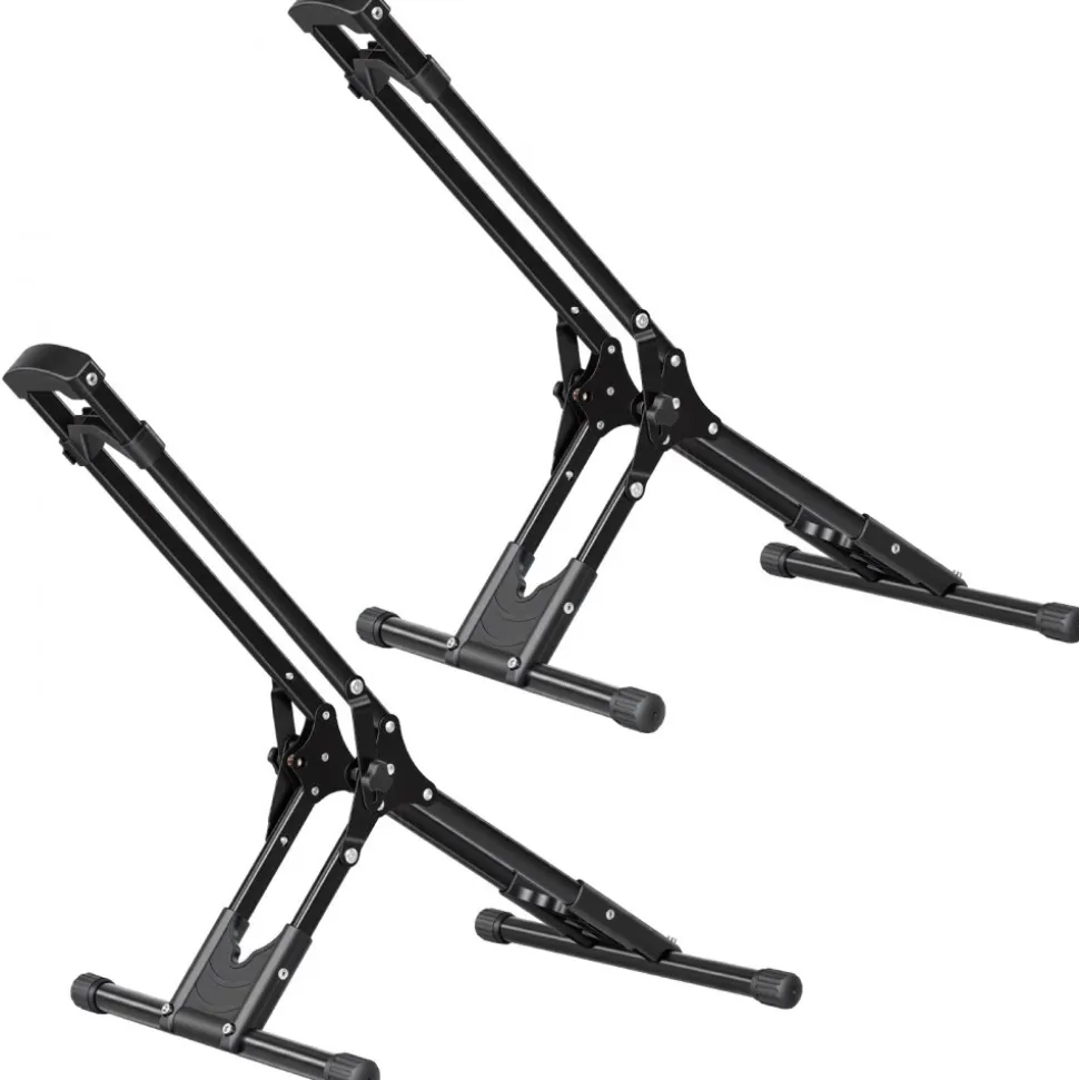 VEVOR Bike Stand 2 Pack, Foldable Freestanding Bike Storage Rack, Carbon Steel Garage Bicycle Floor Stand, Fits 20-29 in Wheel Diameters, Drill-Free Installation, for Garage, Apartment, Home, Black