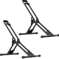 VEVOR Bike Stand 2 Pack, Foldable Freestanding Bike Storage Rack, Carbon Steel Garage Bicycle Floor Stand, Fits 20-29 in Wheel Diameters, Drill-Free Installation, for Garage, Apartment, Home, Black