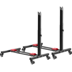 VEVOR Bike Stand 2 Pack, Freestanding Vertical & Horizontal Bike Storage Rack, with Lockable Casters, Height Adjustable Carbon Steel Upright Garage Bicycle Floor Stand, for 20-29 in Wheels, Black