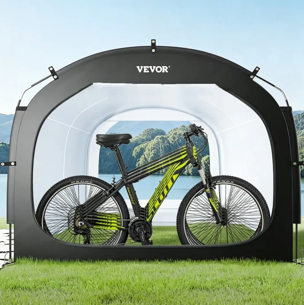 VEVOR Bike Storage Tent, 5 Bikes, Outdoor Spacious Bike Storage Tent with Ventilated Window, Waterproof Easy-to-Install Bike Tent with High Strength Fiberglass & Dual Zippers, Fit for Bicycle