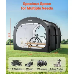 VEVOR Bike Storage Tent, 5 Bikes, Outdoor Spacious Bike Storage Tent with Ventilated Window, Waterproof Easy-to-Install Bike Tent with High Strength Fiberglass & Dual Zippers, Fit for Bicycle