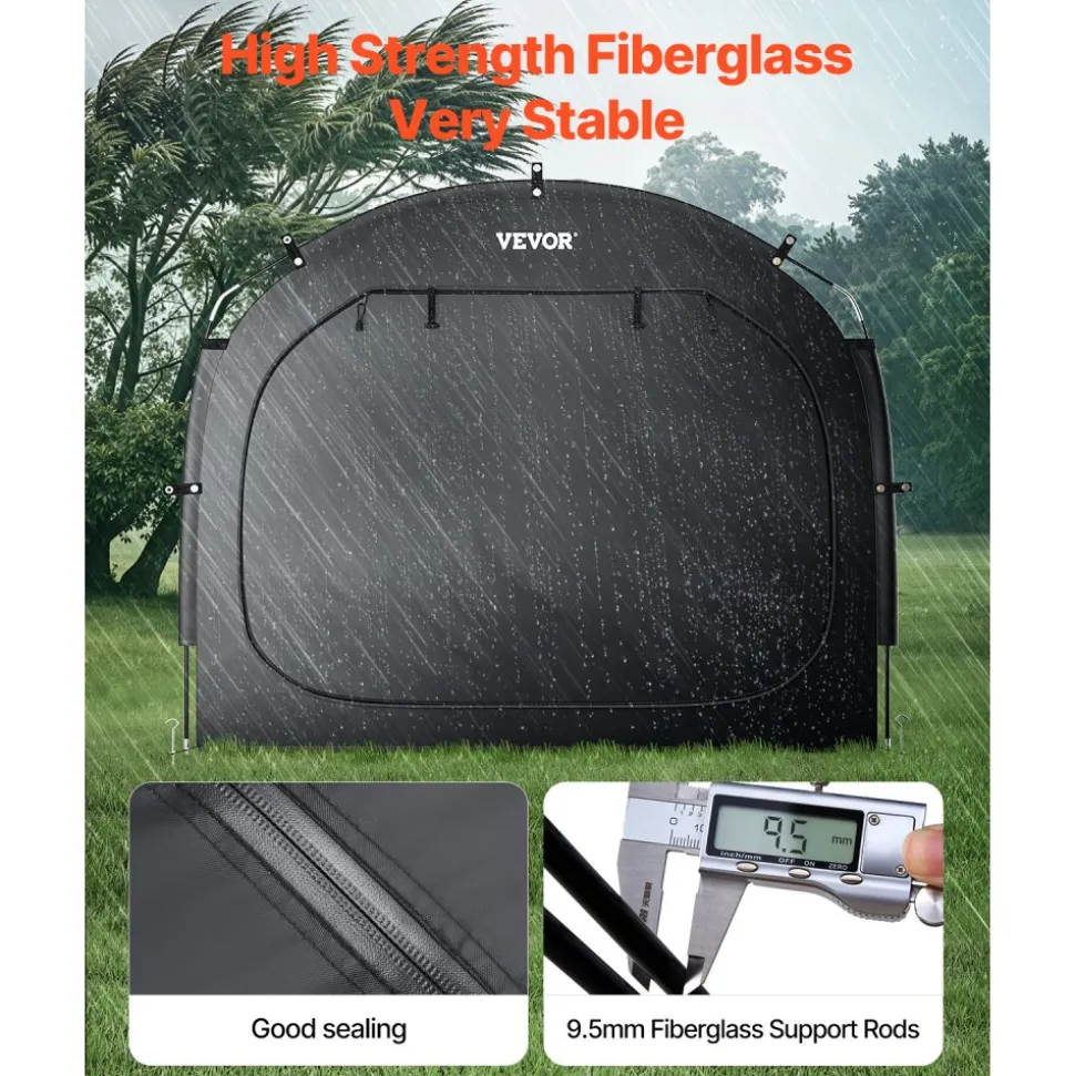 VEVOR Bike Storage Tent, 5 Bikes, Outdoor Spacious Bike Storage Tent with Ventilated Window, Waterproof Easy-to-Install Bike Tent with High Strength Fiberglass & Dual Zippers, Fit for Bicycle