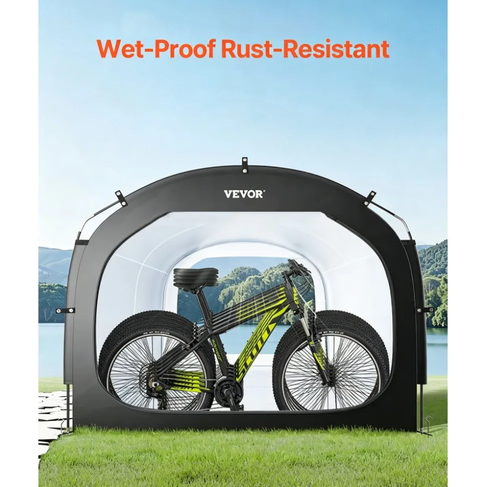 VEVOR Bike Storage Tent, 5 Bikes, Outdoor Spacious Bike Storage Tent with Ventilated Window, Waterproof Easy-to-Install Bike Tent with High Strength Fiberglass & Dual Zippers, Fit for Bicycle