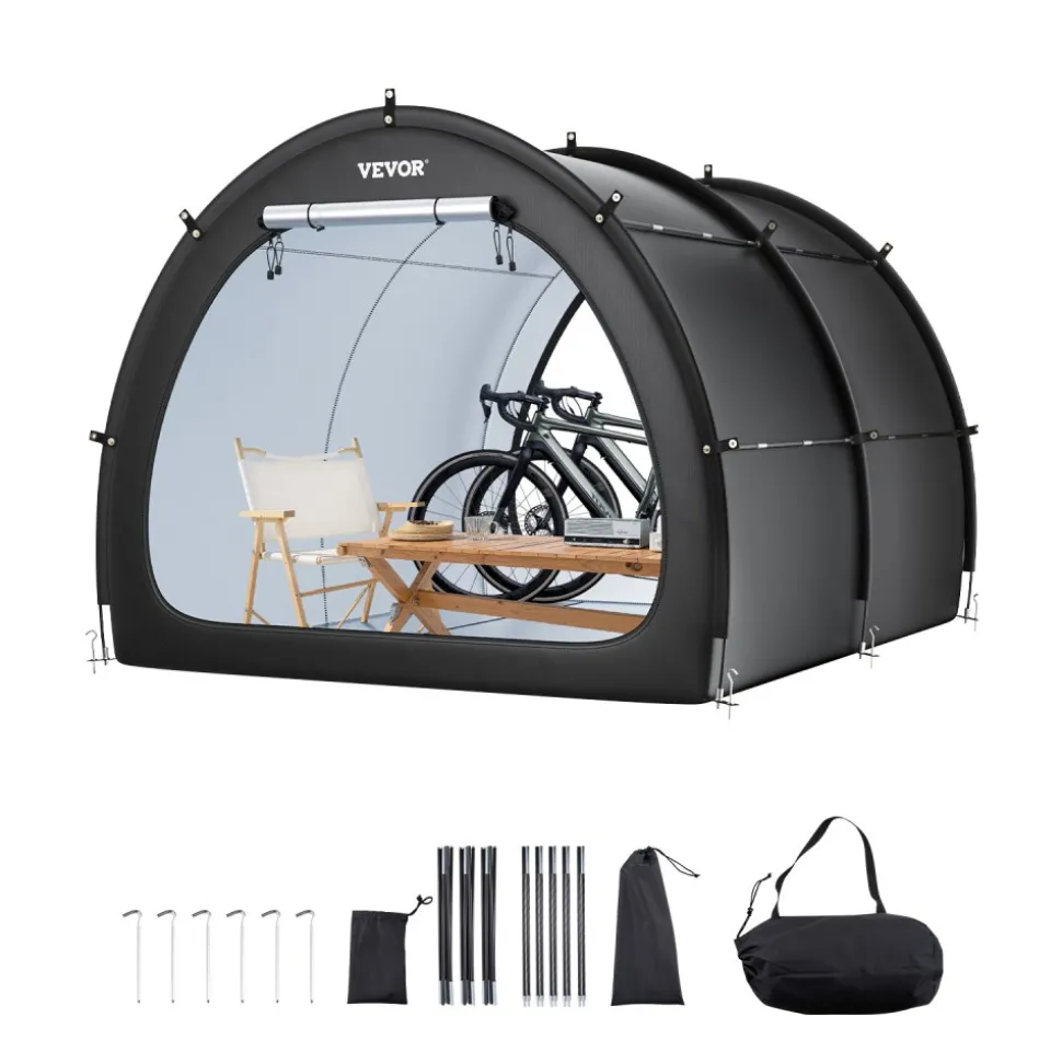 VEVOR Bike Storage Tent, 5+ Bikes, Outdoor Spacious Bike Storage Tent with Ventilated Window, Waterproof Fan-Shaped Bike Tent with High Strength Fiberglass & Dual Zippers, Fit for Bicycle