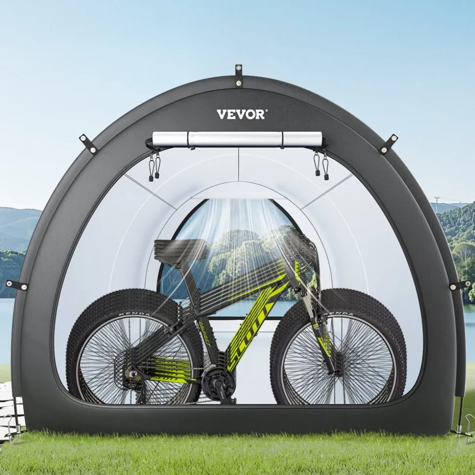 VEVOR Bike Storage Tent, 5+ Bikes, Outdoor Spacious Bike Storage Tent with Ventilated Window, Waterproof Fan-Shaped Bike Tent with High Strength Fiberglass & Dual Zippers, Fit for Bicycle
