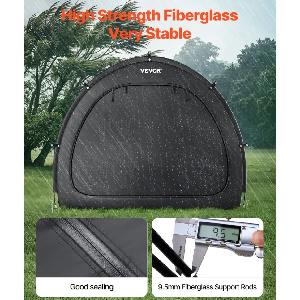 VEVOR Bike Storage Tent, 5+ Bikes, Outdoor Spacious Bike Storage Tent with Ventilated Window, Waterproof Fan-Shaped Bike Tent with High Strength Fiberglass & Dual Zippers, Fit for Bicycle